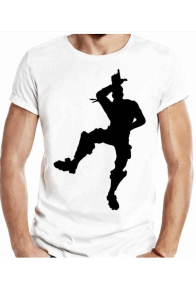 Men's Funny Game Figure Print White Short Sleeve T-Shirt