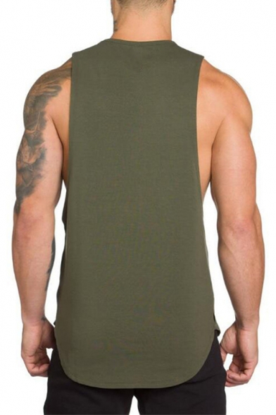 Men's Trendy Basic Plain Round Neck Sleeveless Loose Fit Sport Cotton Tank Top