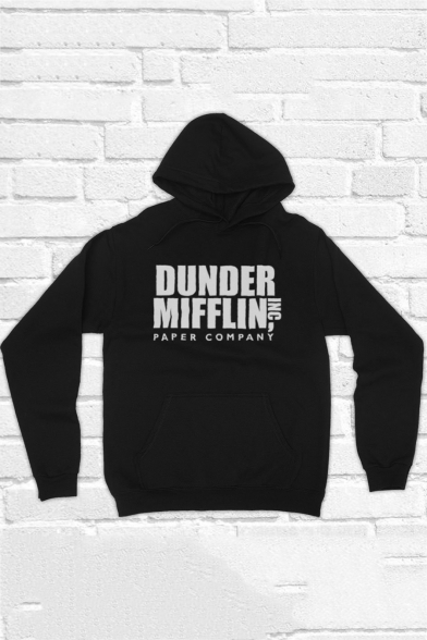 Chic Long Sleeve Letter DUNDER MIFFLIN Printed Leisure Casual Hoodie