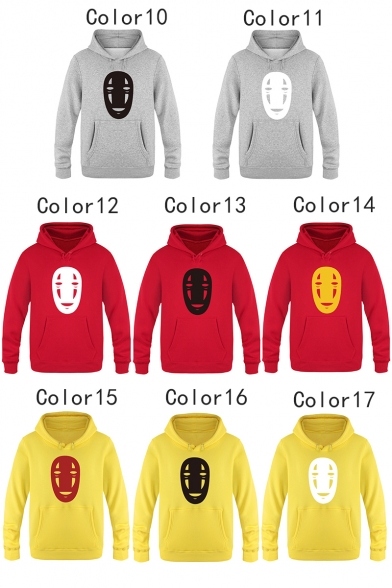 Unique Japanese Animated film Spirited Away No Face Men Printed Kangaroo Pocket Fitted Hoodie