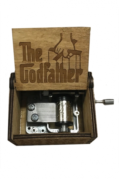Fashion Letter THE GODFATHER Carved Retro Hand Cranked Wooden Music Box