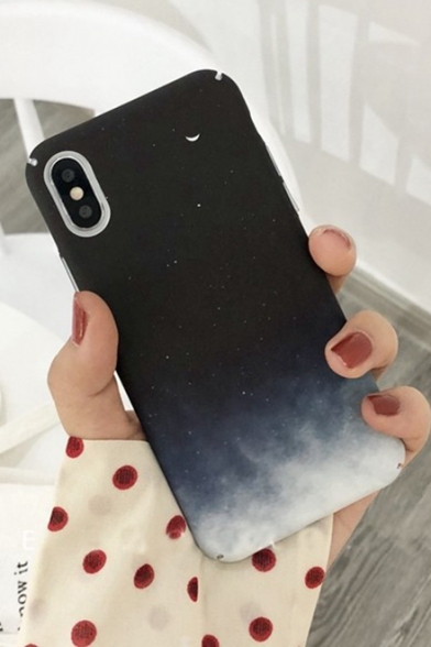 Basic Simple Black Night Sky Moon Printed Frosted Mobile Phone Case