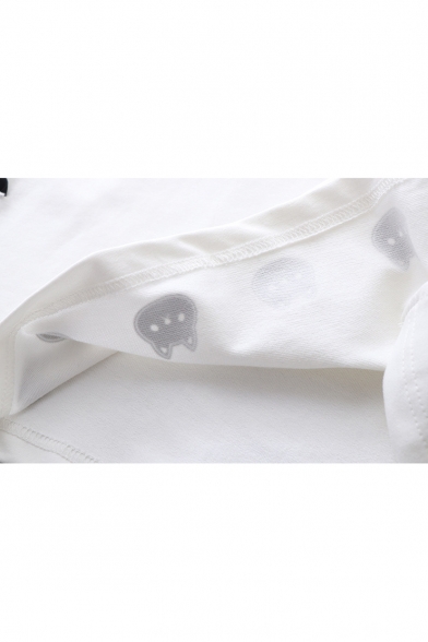 Cartoon Cat Fish Print Hem Bell Sleeve Fashion Lace-Up Side Loose Drawstring Hoodie