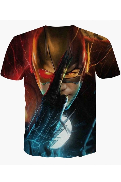The Flash Cool 3D Printed Round Neck Short Sleeve Fitted Brown T-Shirt