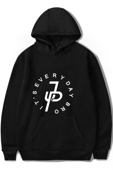 Fashion Letter JP Logo Pattern Long Sleeve Loose Casual Pullover Hoodie