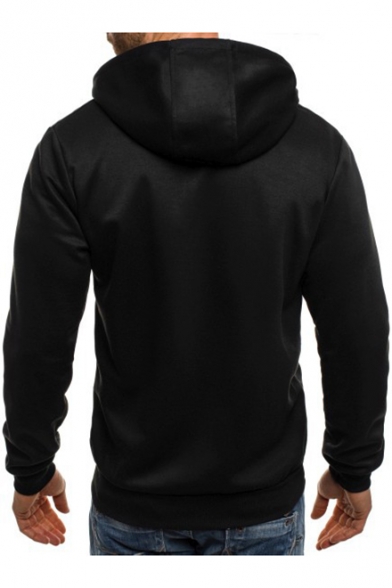 Men's New Fashion Contrast Zip-Embellished Sports Fitted Full Zip Hoodie