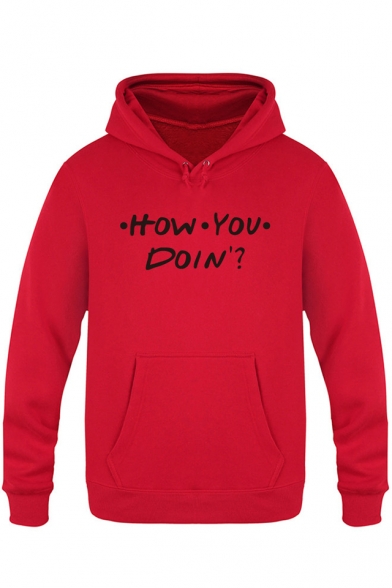 Popular Letter HOW YOU DOIN Print Long Sleeve Warm Thick Loose Fit Hoodie