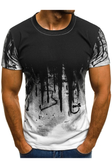 Stylish Tie Dyed Camo Pattern Short Sleeve Training Fitness Sport T-Shirt for Men
