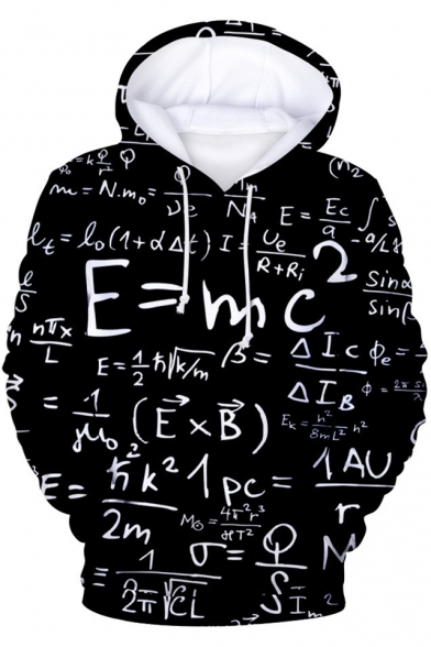New Trendy Fashion Equation Pattern Black Loose Fitted Pullover Hoodie