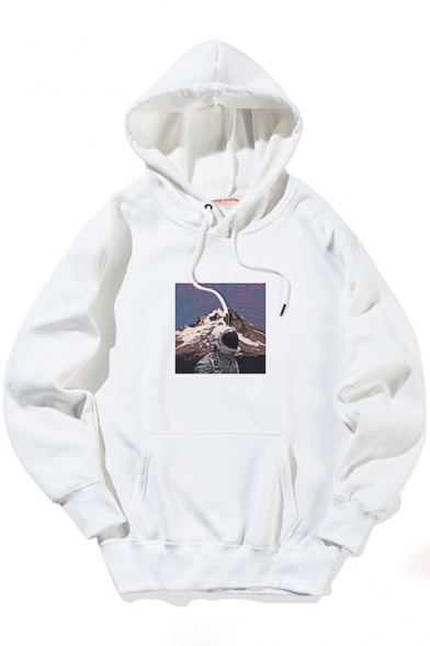 Trendy Astronaut Pattern Loose Casual Warm Thick Pullover Hoodie
