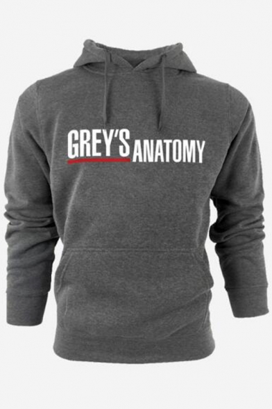 New Trendy Letter GREY'S ANATOMY Pattern Men's Casual Long Sleeve Relaxed Hoodie