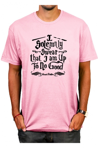 Popular Letter I SOLEMNLY SWEAR THAT I AM UP TO NO GOOD Print Casual Loose Cotton T-Shirt