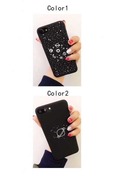 Basic Simple Black Earth Galaxy Printed Unisex Mobile Phone Case for iPhone