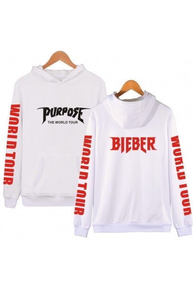 Cool Popular PURPOSE BIEBER WORLD TOUR Letter Print Fitted Unisex Hoodie