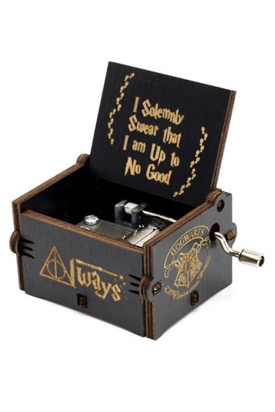 Popular Letter I SOLEMNLY SWEAR THAT I AM UP TO NO GOOD Carved Retro Black Hand Cranked Music Box