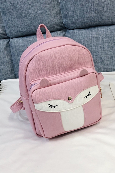 21*10*26cm Lovely Cartoon Fox Printed PU Fashion Backpack for Girls