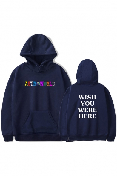 Popular ASTROWORLD WISH YOU WERE HERE Letter Print Long Sleeve Loose Leisure Hoodie for Juniors
