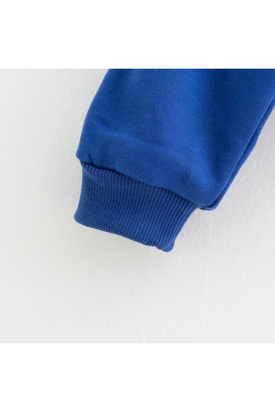 Stand Collar Half-Zip Long Sleeve Striped Printed Casual Loose Cropped Sweatshirt
