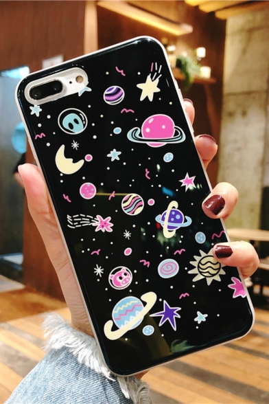 Stylish Cartoon Galaxy Planet Printed Silicone iPhone Case