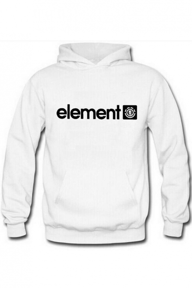Trendy Letter ELEMENT Printed Long Sleeve Regular Fitted Chunky Hoodie