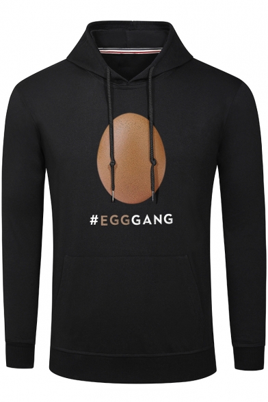#Egggang Egg Gang World Record Egg Men's Black Fitted Long Sleeve Hoodie