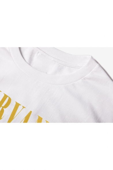 Street Style Letter Graphic Print Men's Short Sleeve White T-Shirt