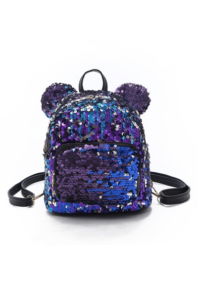 20*10*24cm Cartoon Micky Shaped Fashion Sequined Backpack for Girls