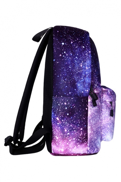 30*17*40cm Girls Trendy Galaxy Printed Purple School Bag Backpack with Pen Bag