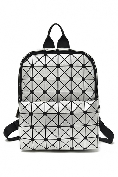 Trendy Geometric Laser Foldable PU Simple Backpack for Girls