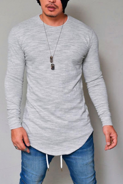 Tootless-Men V Neck Pullover Skinny Pleated Top Long-Sleeve Tunic Shirt 