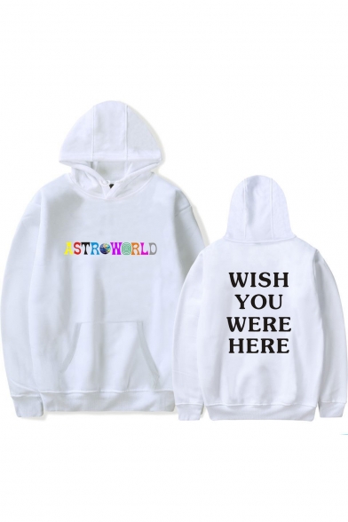 Popular ASTROWORLD WISH YOU WERE HERE Letter Print Long Sleeve Loose Leisure Hoodie for Juniors