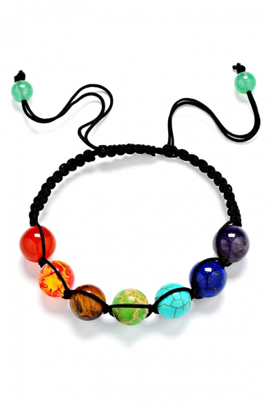Fancy Seven Color Rainbow Gemstone 10mm Bead Bracelet for Gift