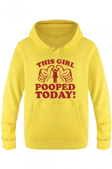 Funny Letter THIS GIRL POOPED TODAY Print Kangaroo Pocket Relaxed Fit Graphic Hoodie