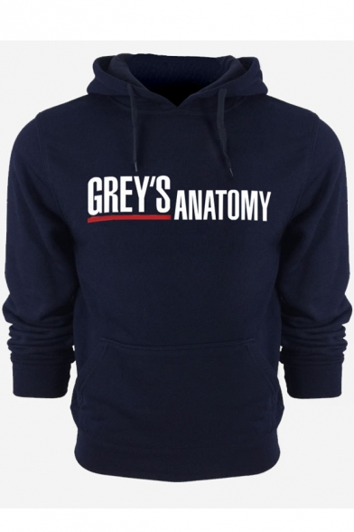 New Trendy Letter GREY'S ANATOMY Pattern Men's Casual Long Sleeve Relaxed Hoodie