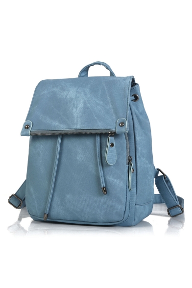 24*13*33cm Fashion Simple Plain PU Nylon Inside School Backpack for Girls