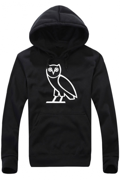 Fashion Night Owl Printed Long Sleeve Sports Casual Pullover Hoodie