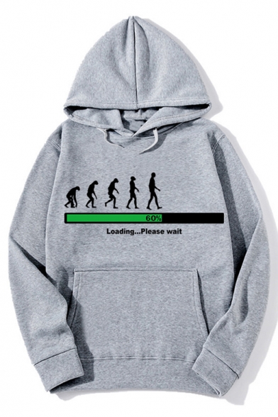 New Popular Letter LOADING PLEASE WAIT Graphic Print Fitted Men's Pullover Hoodie