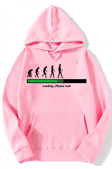 New Popular Letter LOADING PLEASE WAIT Graphic Print Fitted Men's Pullover Hoodie