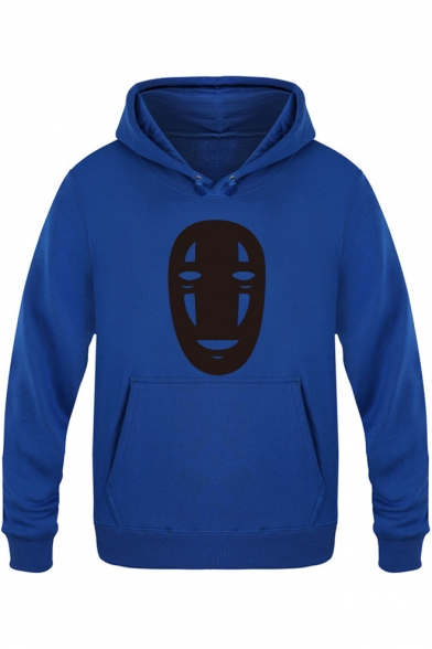 Unique Japanese Animated film Spirited Away No Face Men Printed Kangaroo Pocket Fitted Hoodie