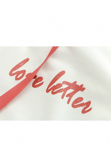 Flap Pocket Colorblock Letter LOVE LETTER Printed Long Sleeve Casual Hoodie