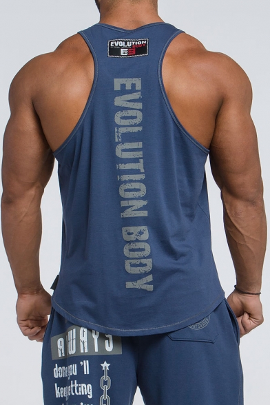 Guys Cool Vented Cotton Training Contrast Piping Basketball Athletic Muscle Tank Top