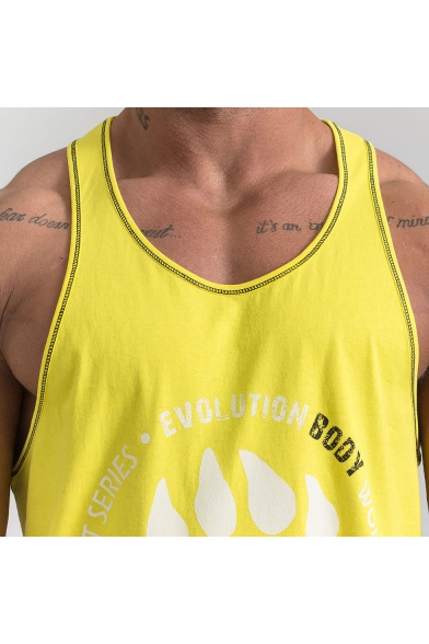 Guys Cool Vented Cotton Training Contrast Piping Basketball Athletic Muscle Tank Top