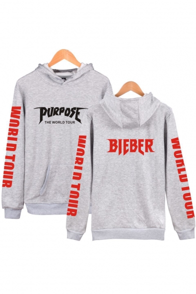 Cool Popular PURPOSE BIEBER WORLD TOUR Letter Print Fitted Unisex Hoodie