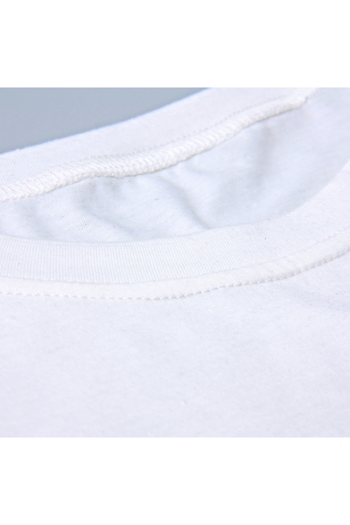 Men's Cool Jake Vader Pattern Basic Short Sleeve Relaxed Loose White T-Shirt