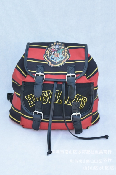 Popular Harry Potter Hogwarts University Badge Striped Printed School Backpack 32*21*31cm