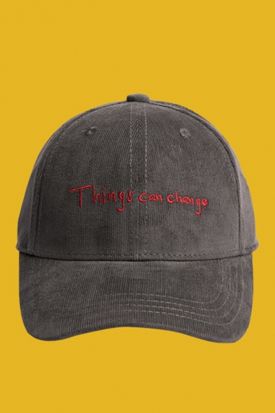 Simple Letter THINGS CAN CHANGE Embroidery Casual Corduroy Cap