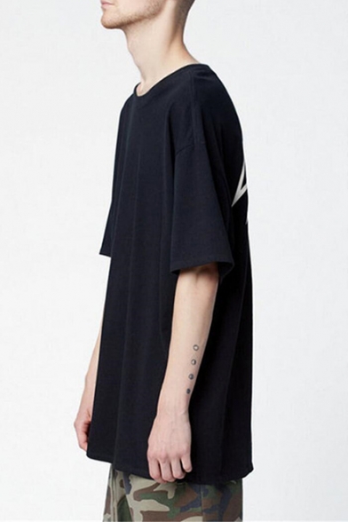 Cool Letter Print Back Street Style Casual Oversized Black T-Shirt