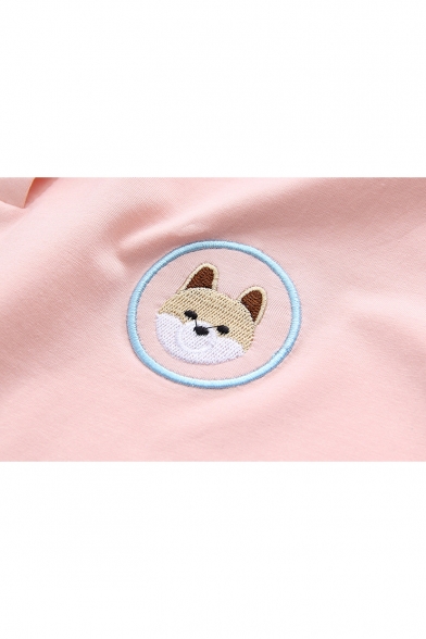 Cute Cartoon Dog Chest Short Sleeve Lapel Collar Casual Polo Shirt