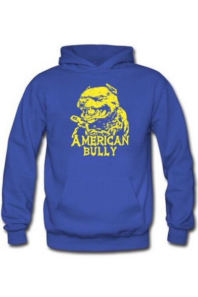 Funny Letter AMERICAN BULLY Cartoon Dog Print Fitted Sports Hoodie