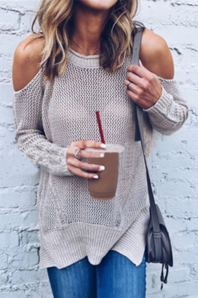 Long Sleeve Halter Plain Fashion Leisure Sweater